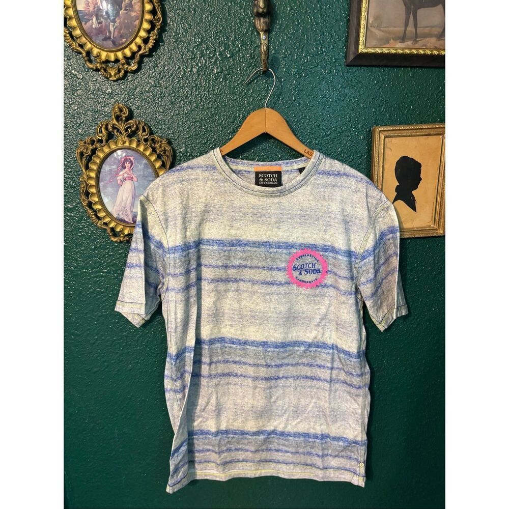 Scotch & Soda Men’s Melange-Effect Printed Crew-Neck T-Shirt Small
